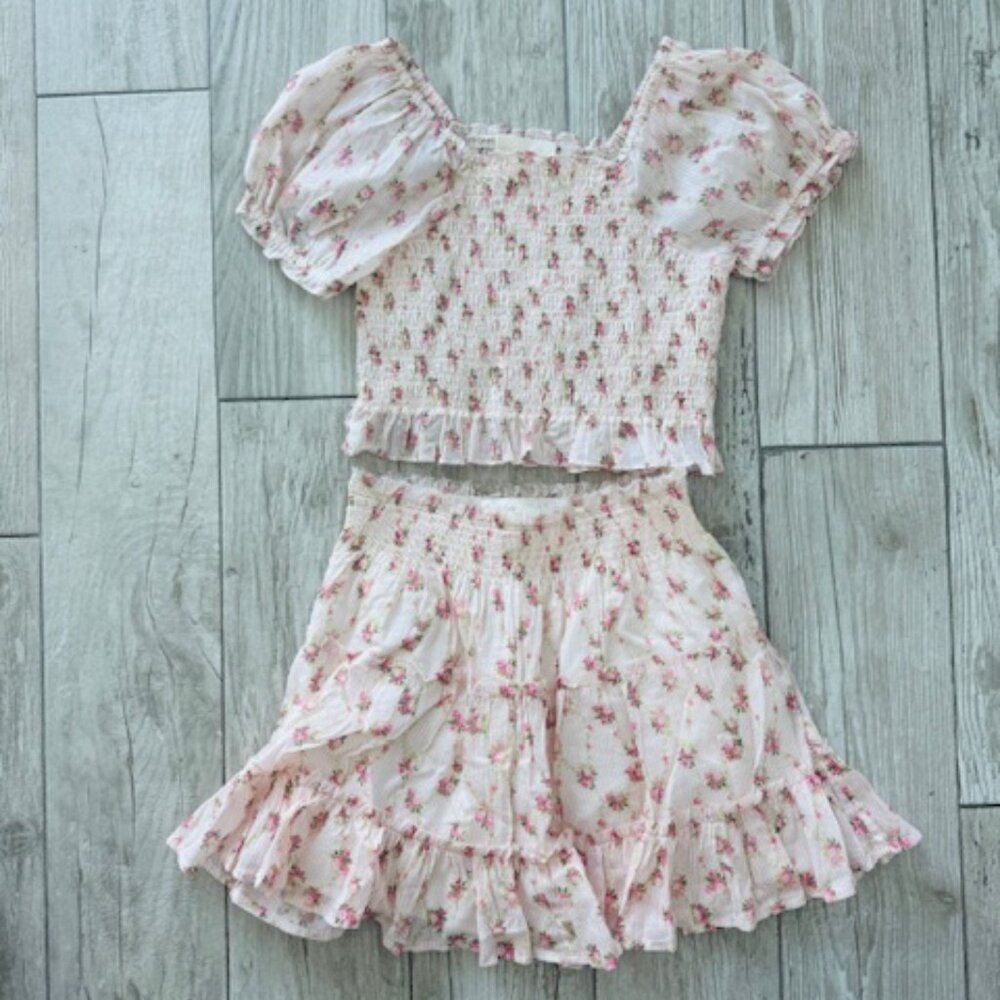 NWOT LoveShackFancy Girls Floral Skirt Sets sz.7-8Y